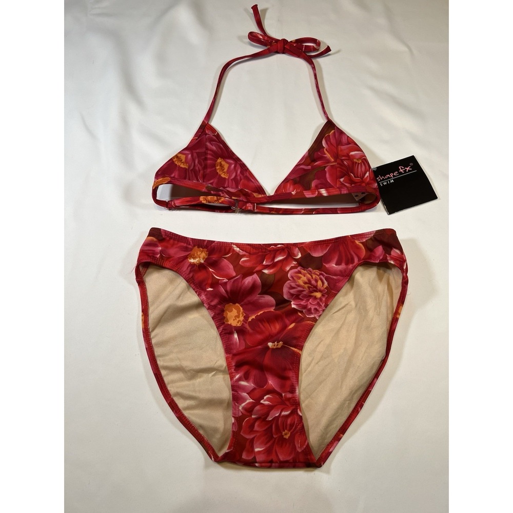 Shape Fix Women's Bikini Red Top Size 9 Top Size 6 Bottom NWT Swim Suit Set 2 Pc